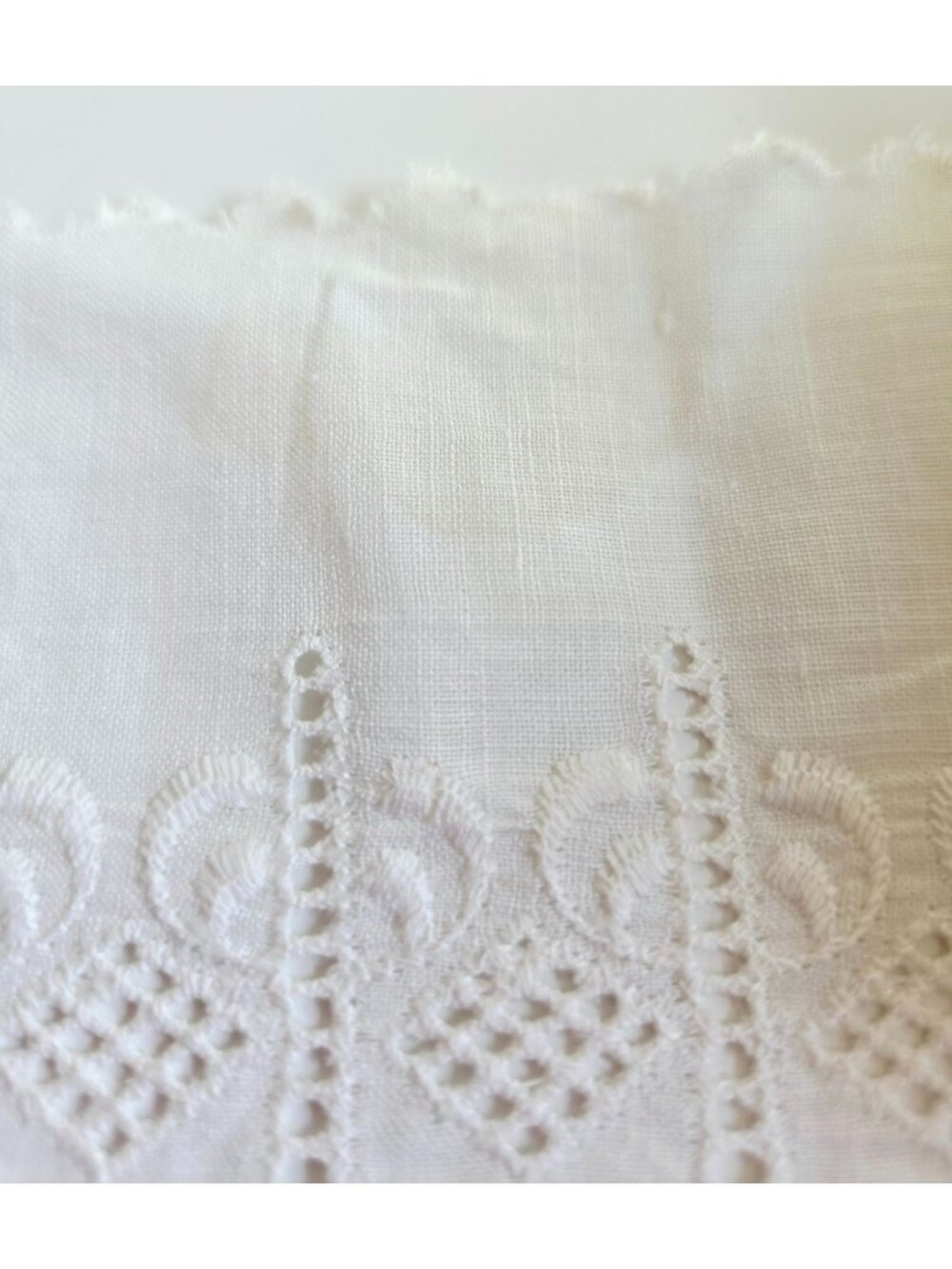 Vintage White Eyelet Lace Trim 3-Inch Wide Scalloped Cotton Fabric Edging - Picture 10 of 11